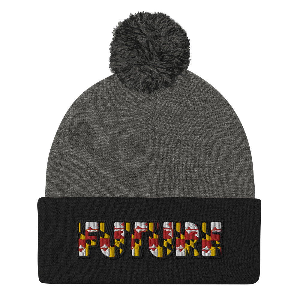 Future Embroidered Pom-Pom Beanie