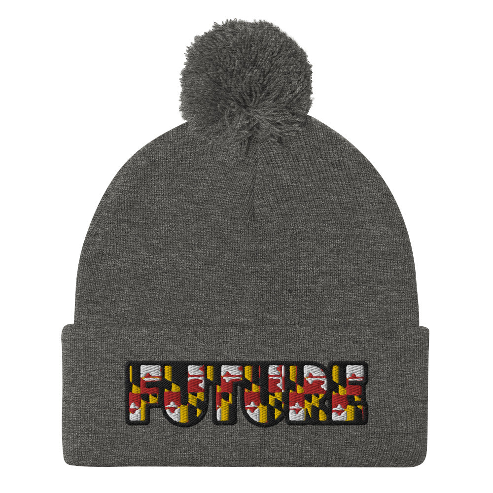 Future Embroidered Pom-Pom Beanie