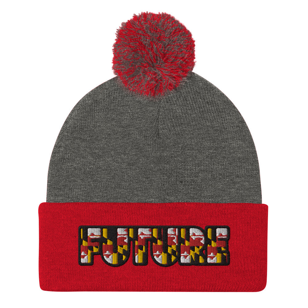 Future Embroidered Pom-Pom Beanie
