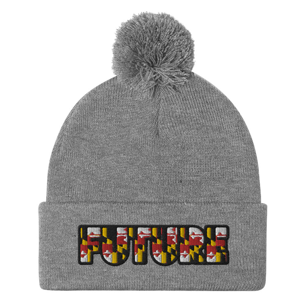 Future Embroidered Pom-Pom Beanie