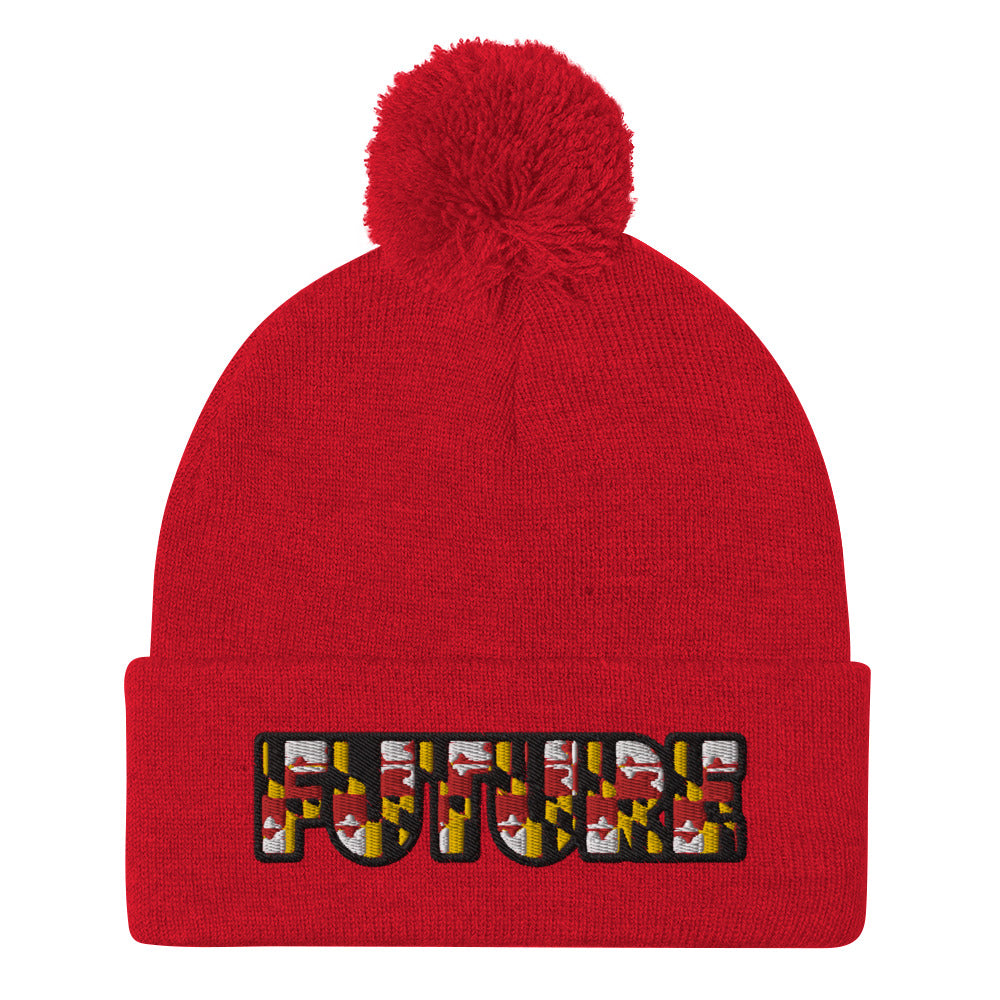 Future Embroidered Pom-Pom Beanie