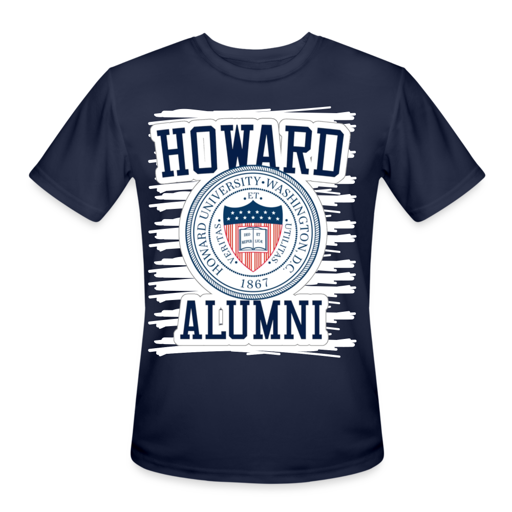 Howard Alumni Men’s Moisture Wicking Performance T Shirt DTF - navy