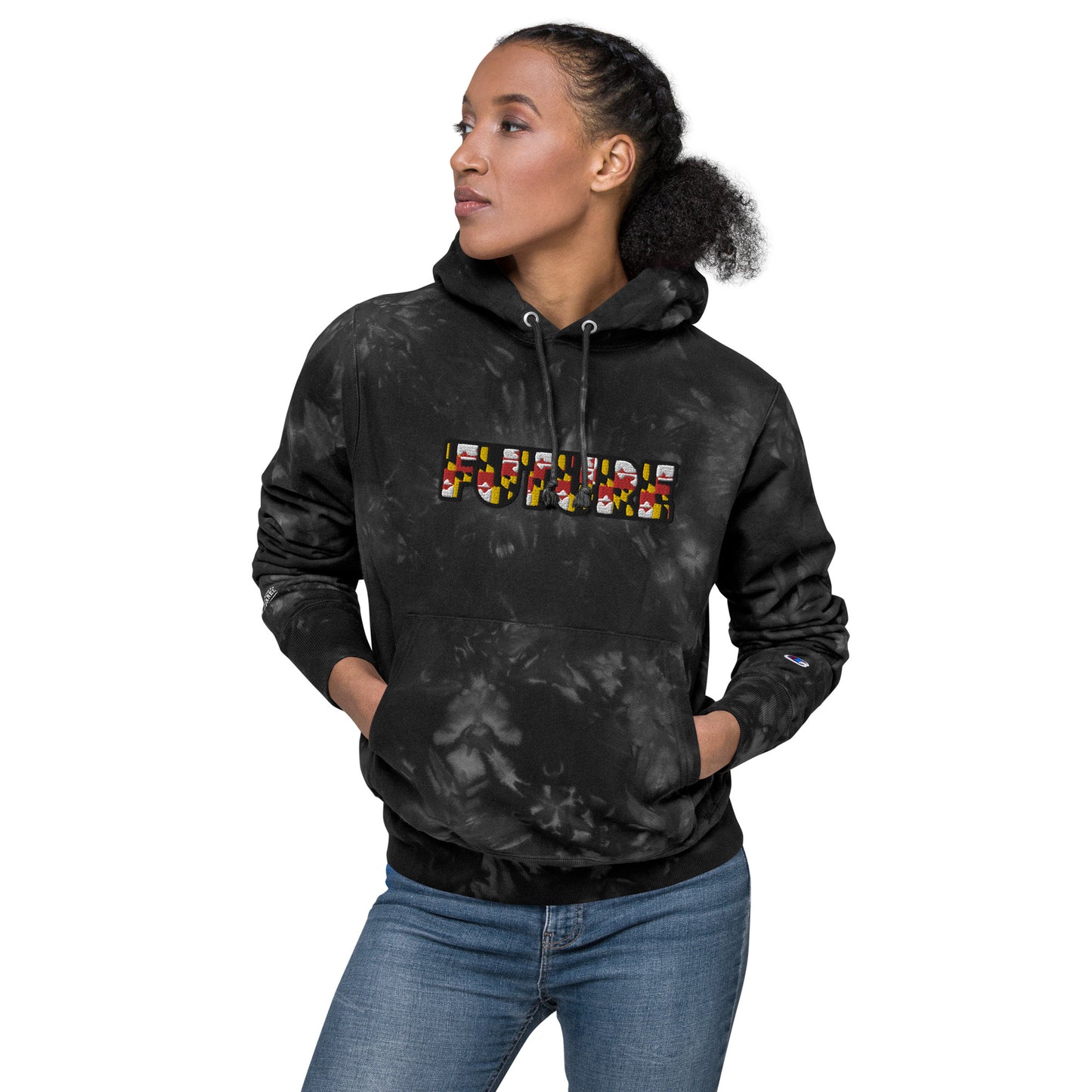 FUTURE EMBROIDERED CUSTOMIZED Unisex Champion tie-dye hoodie