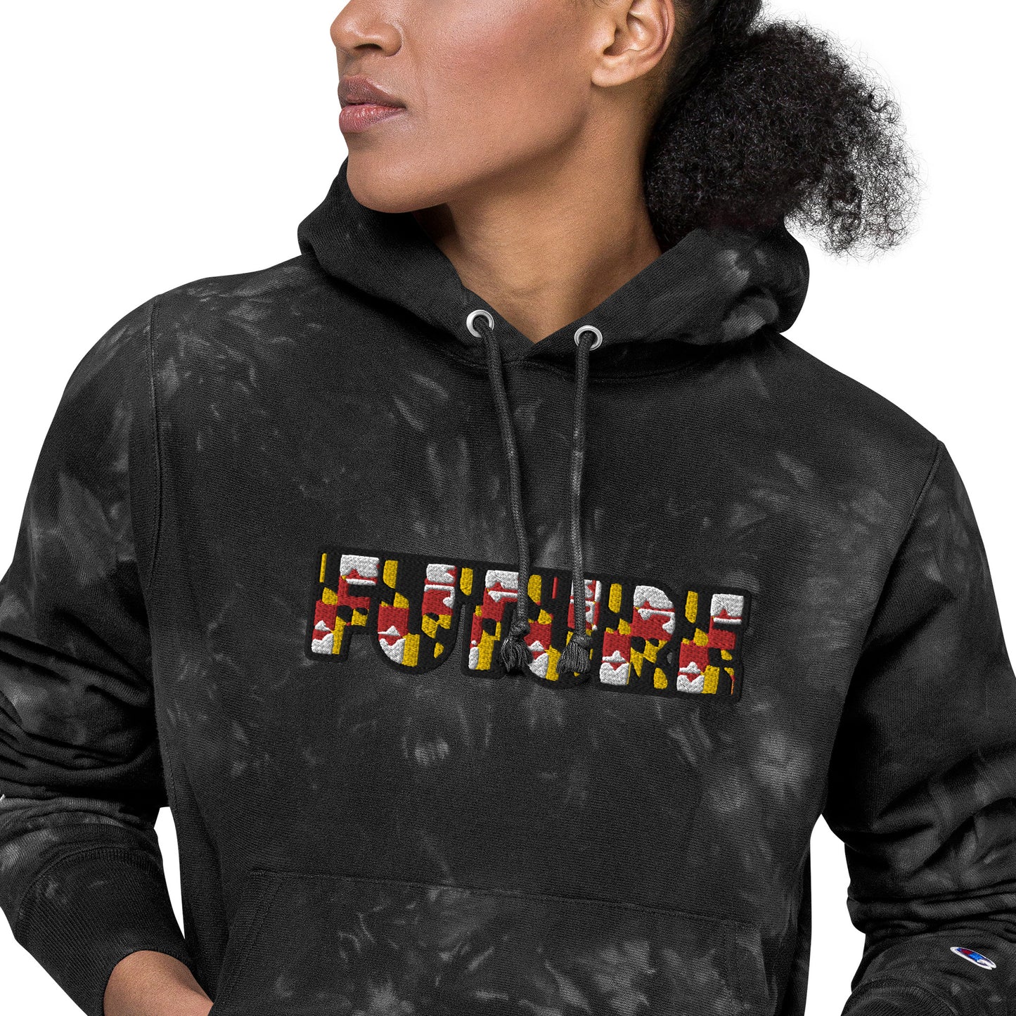 FUTURE EMBROIDERED CUSTOMIZED Unisex Champion tie-dye hoodie