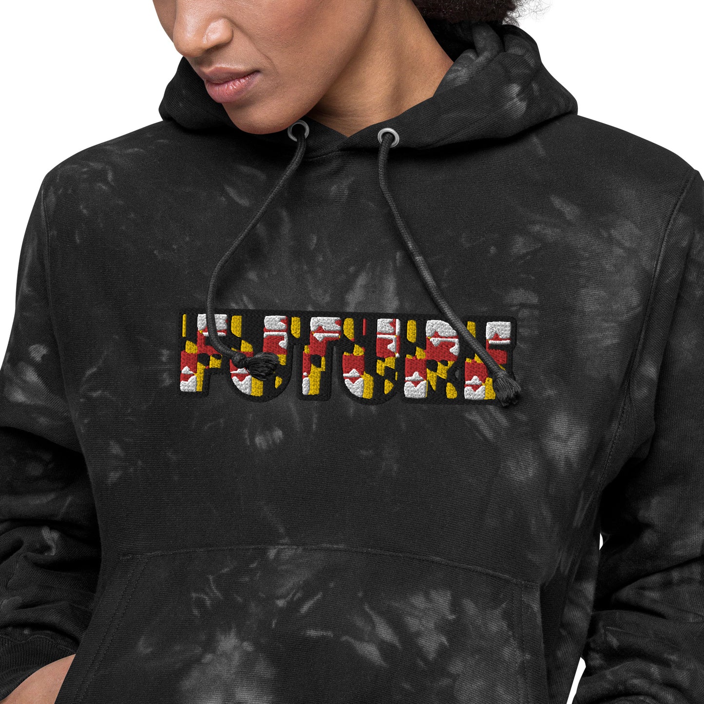 FUTURE EMBROIDERED CUSTOMIZED Unisex Champion tie-dye hoodie