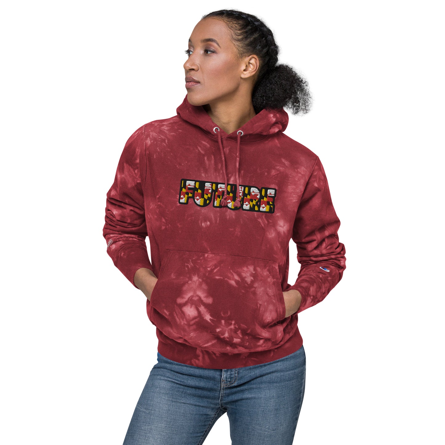 FUTURE EMBROIDERED CUSTOMIZED Unisex Champion tie-dye hoodie