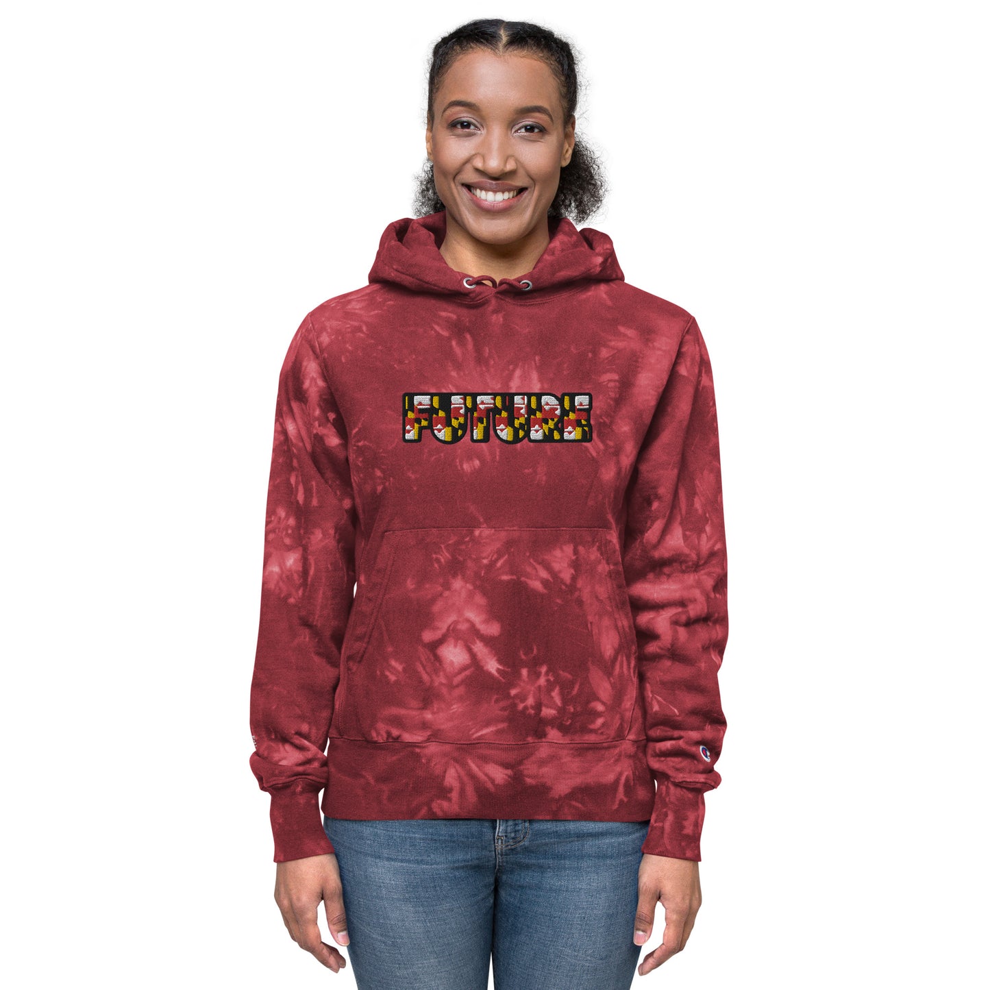 FUTURE EMBROIDERED CUSTOMIZED Unisex Champion tie-dye hoodie