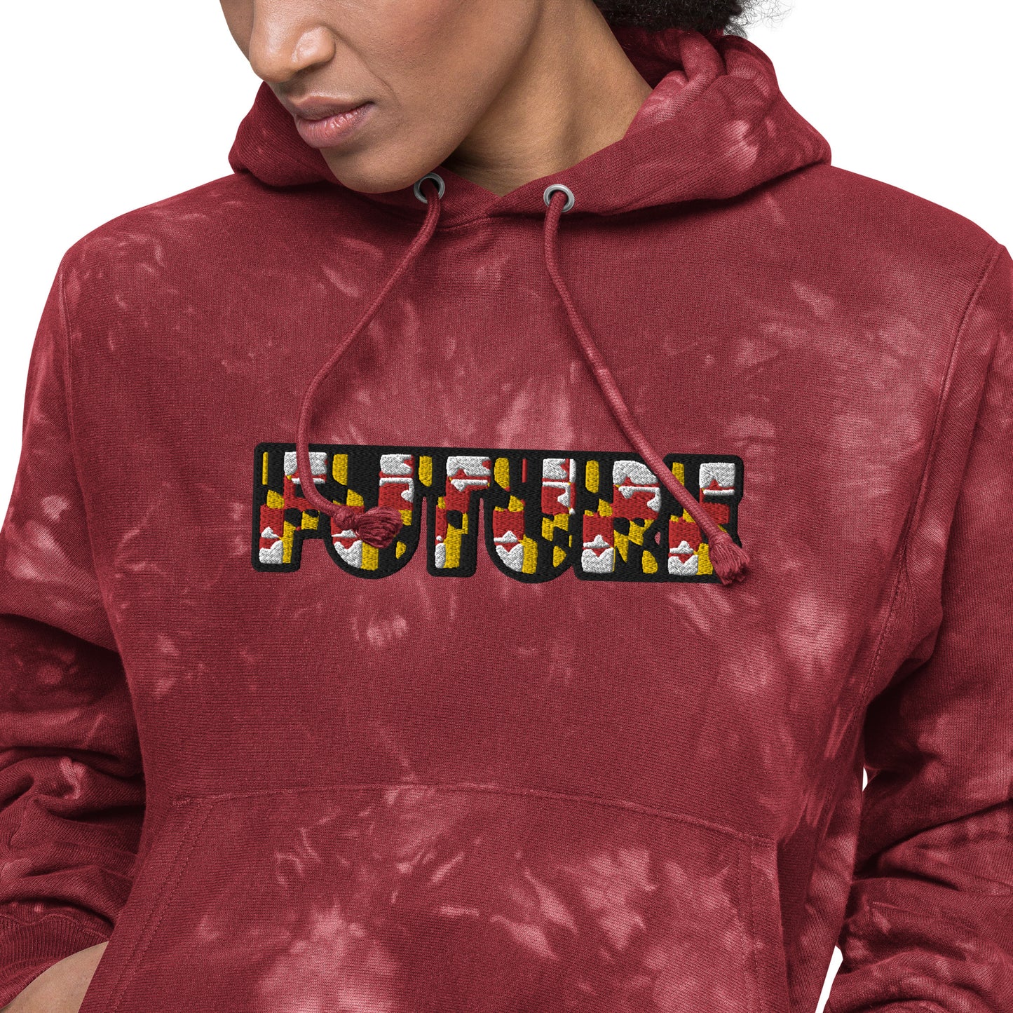 FUTURE EMBROIDERED CUSTOMIZED Unisex Champion tie-dye hoodie
