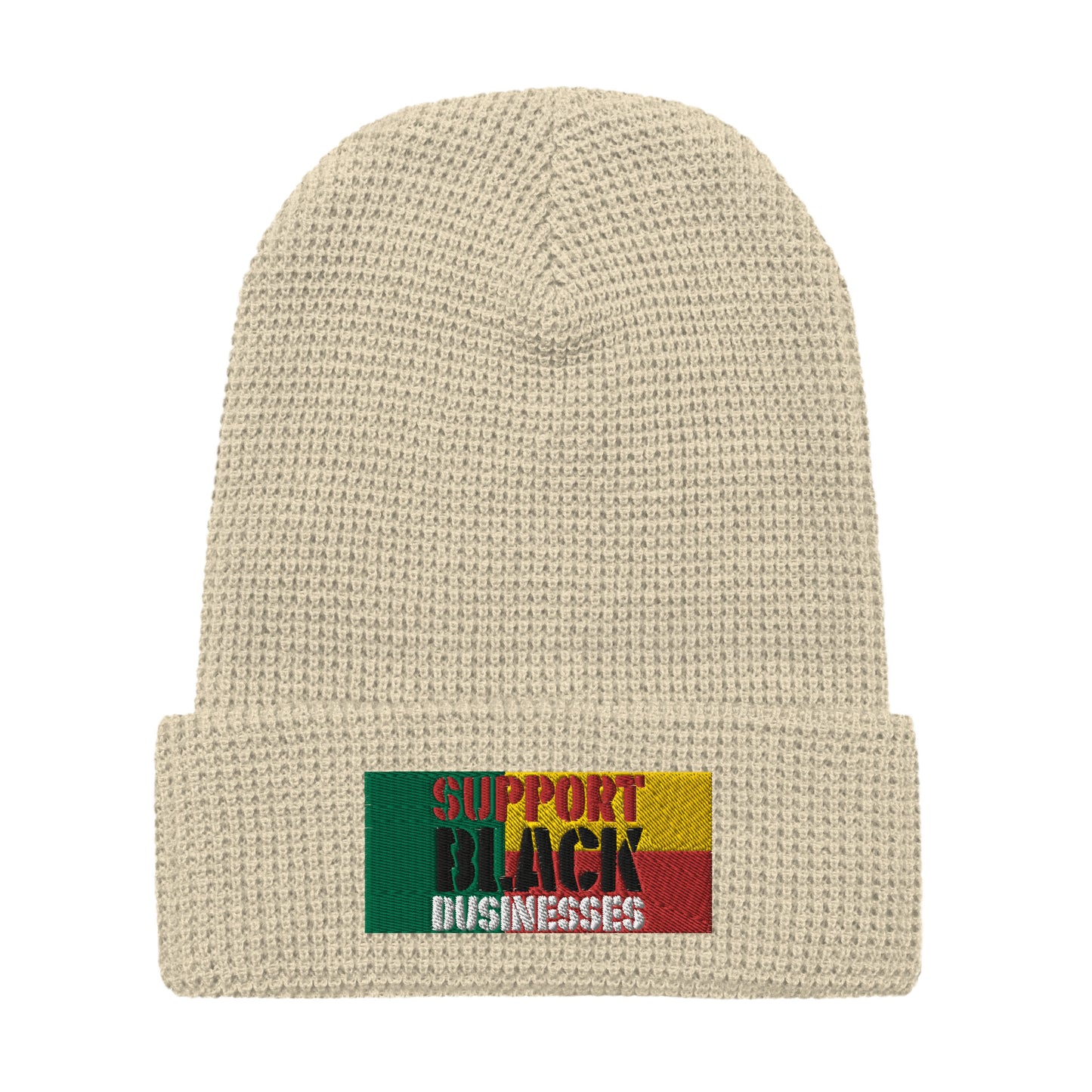 Support BLK businesses Waffle beanie by Teammate Apparel