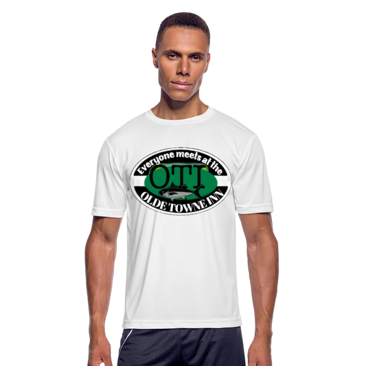 Olde Towne Inn DTF Front & Back Logo Dri Fit Men’s Moisture Wicking Performance T-Shirt - white
