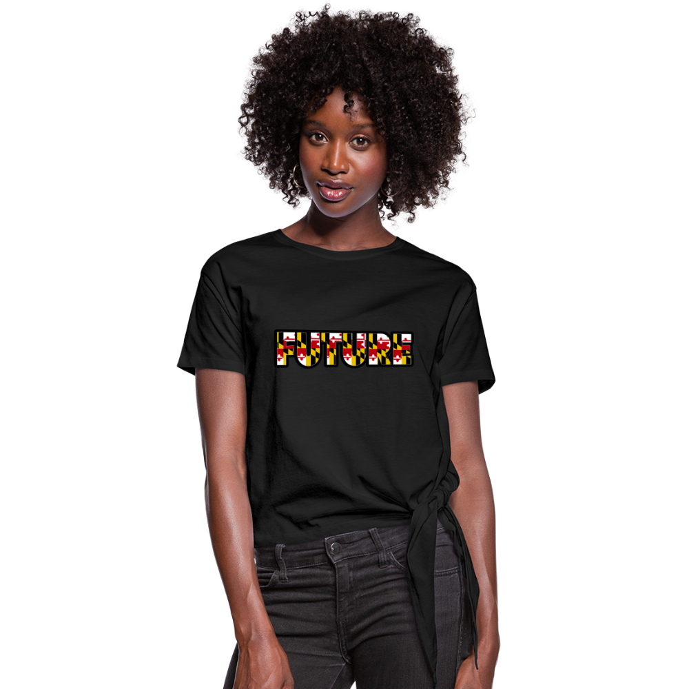 FUTURE Women's Knotted T-Shirt  T-Shirt  DTF - black