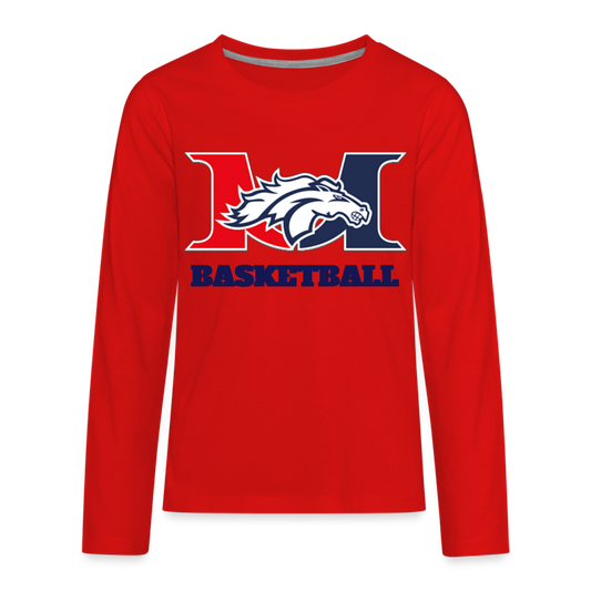 Marlboro Basketballl Youth Premium Long Sleeve T DTF - red