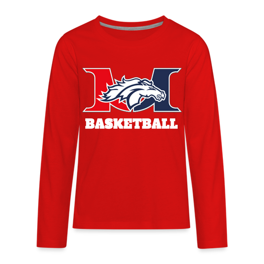 Marlboro Basketballl Youth Premium Long Sleeve T DTF - red