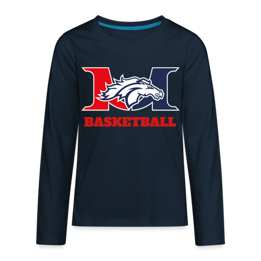 Marlboro Basketballl Youth Premium Long Sleeve T DTF - deep navy