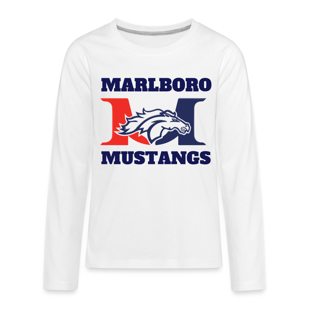 Marlboro Mustangs  Basketball Youth Premium Long Sleeve Organic T-Shirt DTF - white