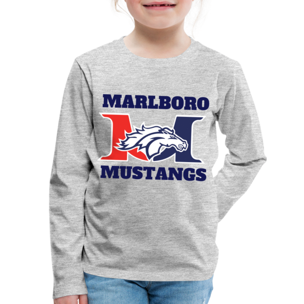 Marlboro Mustangs  Basketball Youth Premium Long Sleeve Organic T-Shirt DTF - heather gray