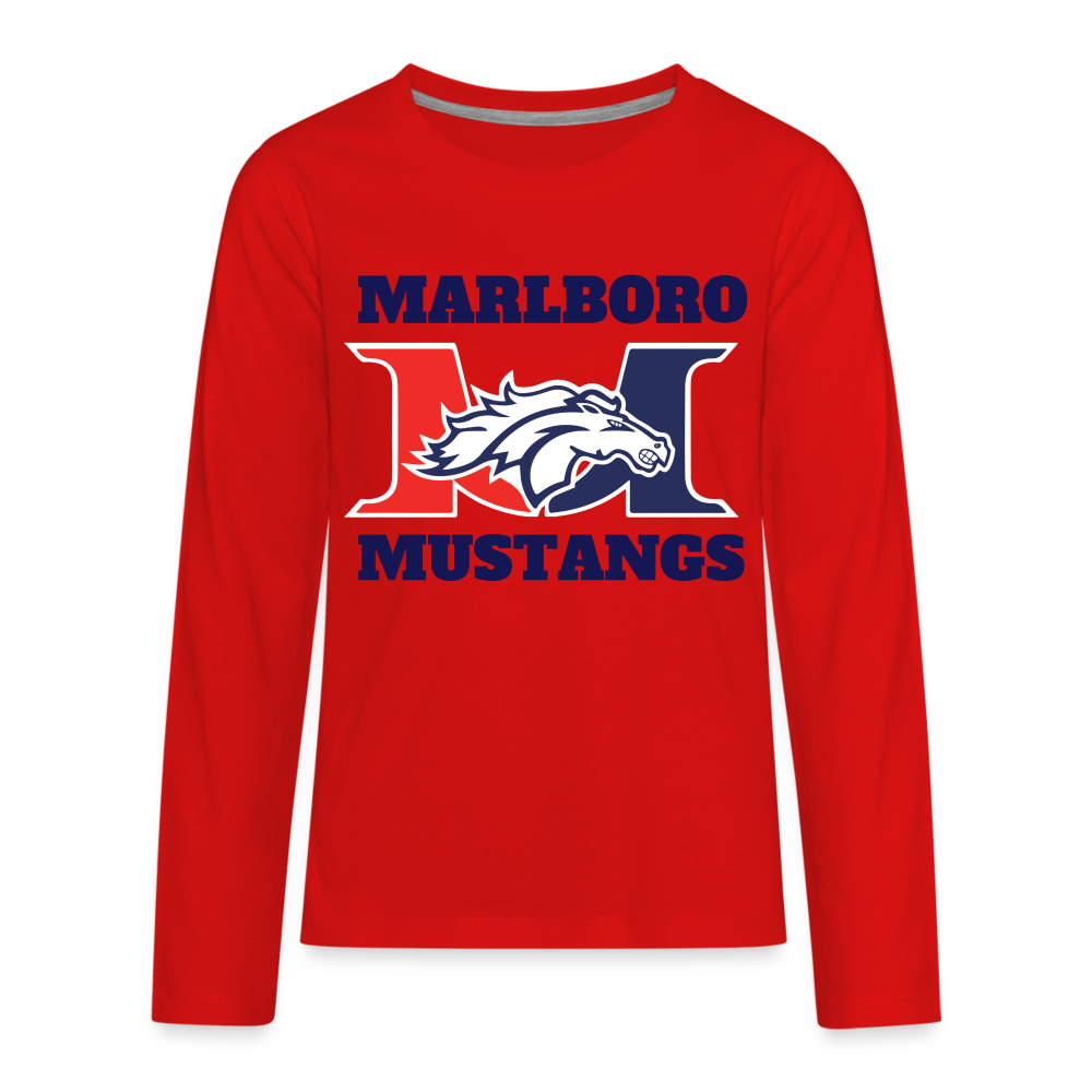 Marlboro Mustangs  Basketball Youth Premium Long Sleeve Organic T-Shirt DTF - red