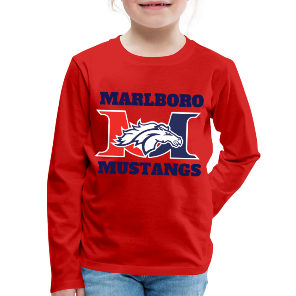 Marlboro Mustangs  Basketball Youth Premium Long Sleeve Organic T-Shirt DTF - red