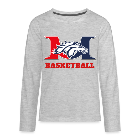 Marlboro Basketballl Youth Premium Long Sleeve T DTF - heather gray