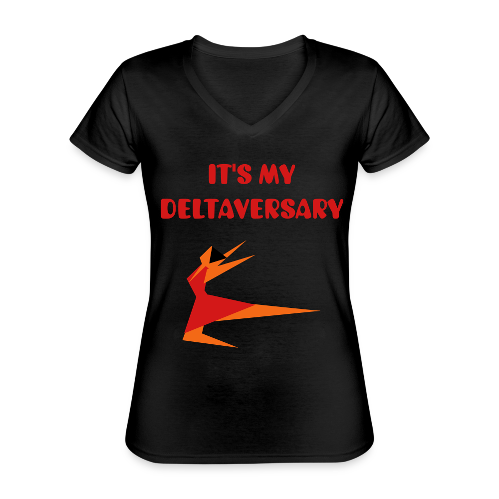 Deltaversary Women's V-Neck T-Shirt Flex Print - black